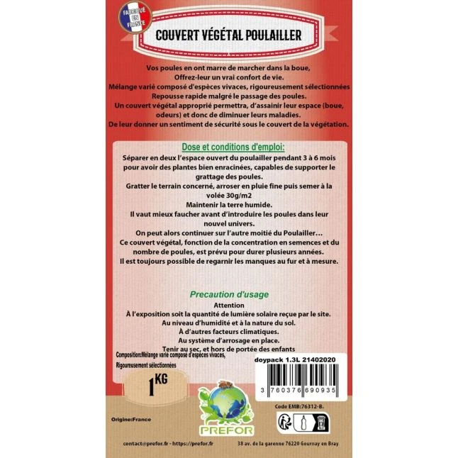 Couvert Végétal Pour Poulailler Kraft 1,3L 1kg 4 Couvert Végétal Pour Poulailler Kraft 1,3L 1kg – Image 2