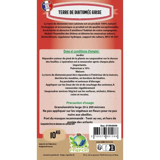 Terre De Diatomée Grise Calcinée Non-alimentaire Pour Poules Et Volailles Sac 10kg - Prefor 4 Terre De Diatomée Grise Calcinée Non-alimentaire Pour Poules Et Volailles Sac 10kg - Prefor – Image 2