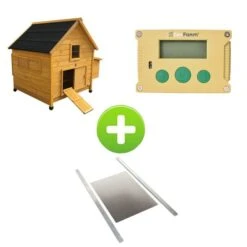 Kit Poulailler Cémani L Noir 4 à 6 Poules Avec Portier Zen Farm Autonome Et Trappe Taille Medium