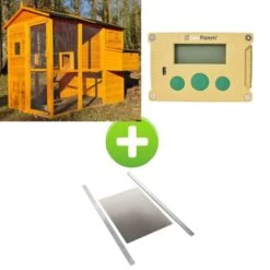 Kit Poulailler Gaulois II 6 à 10 Poules Avec Portier Zen Farm Autonome Et Trappe Taille Medium