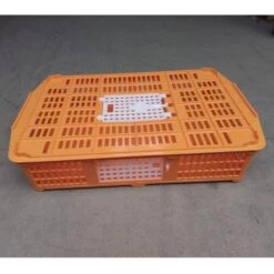 Cage Transport Petites Volailles 67x45x15cm 2 Portes Orange Et Blanche