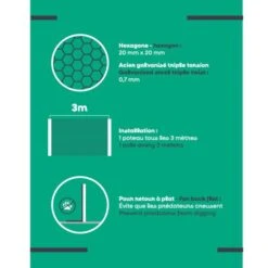 Grillage Poulailler Acier Galvanisé à Chaud Triple Torsion 10m X 50cm épaisseur 0,7 Mm -Chemin des Poulaillers Boutique etiquette grillage zen farm 10x0.5