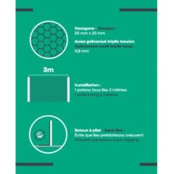 Grillage Poulailler Acier Galvanisé à Chaud Triple Torsion 25m X 1,5m épaisseur 0,8 Mm - Zen Farm -Chemin des Poulaillers Boutique etiquette grillage zen farm 25x1.5
