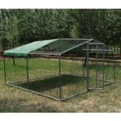 Enclos Poulailler 12m² Tubes 38mm H2,25m - Parc Grillagé Renforcé 4x3m - Acier Galvanisé -Chemin des Poulaillers Boutique grand enclos poulailler parc grillage renforce 4x3x2.25m gauche min