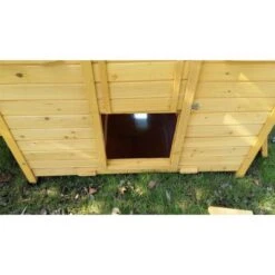 Poulailler Cémani XXL Toit Shingle Noir 15 à 18 Poules -Chemin des Poulaillers Boutique grand poulailler bassette xxl 15 18 poules vue porte 1