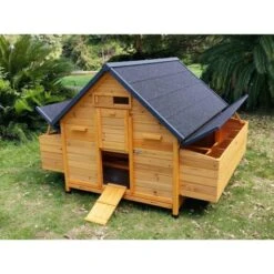 Poulailler Cémani XXL Toit Shingle Noir 15 à 18 Poules -Chemin des Poulaillers Boutique grand poulailler bassette xxl toit noir 15 18 poules vue avant ouvert