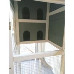 Volière Oiseaux En Bois Avec Toit Shingle Inséparable Bleue Et Blanche -Chemin des Poulaillers Boutique img 20220806 110223