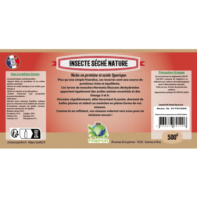 Larves De Mouche Soldat à Picorer Nature Pour Poules Seau 500g - Prefor 4 Larves De Mouche Soldat à Picorer Nature Pour Poules Seau 500g - Prefor – Image 2