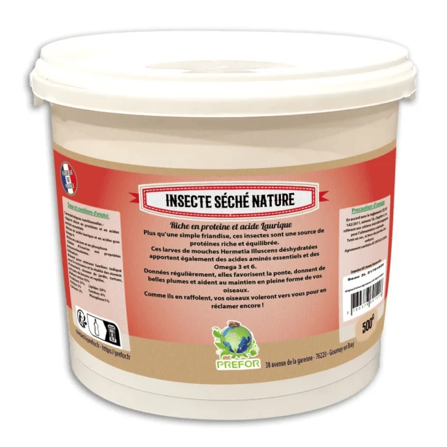 Larves De Mouche Soldat à Picorer Nature Pour Poules Seau 500g - Prefor 3 Larves De Mouche Soldat à Picorer Nature Pour Poules Seau 500g - Prefor