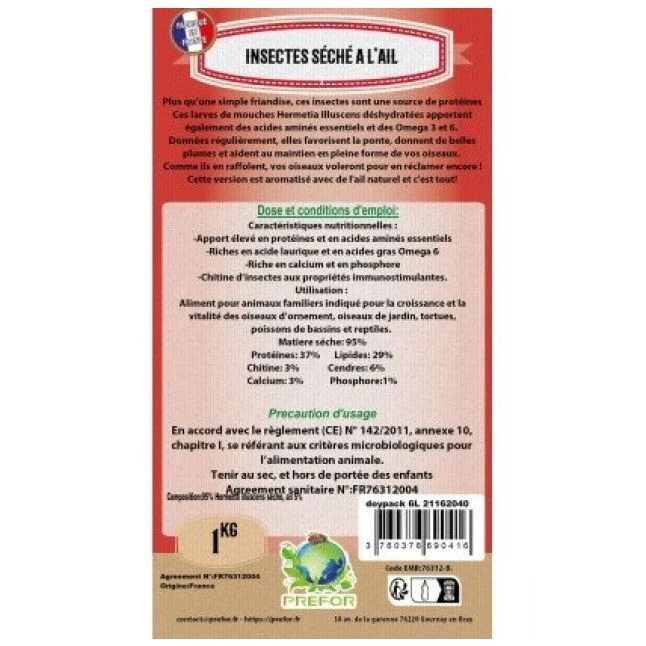 Insectes Séchés à Picorer Pour Poules Larves De Mouche Soldat à L’ail Doypack 1kg - Prefor 4 Insectes Séchés à Picorer Pour Poules Larves De Mouche Soldat à L’ail Doypack 1kg - Prefor – Image 2