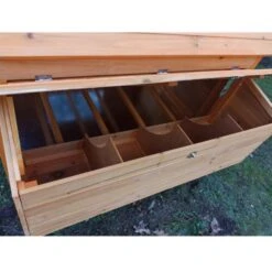 Poulailler Cémani XL Toit Bois 6 à 10 Poules -Chemin des Poulaillers Boutique poulailler bois cemani xl 6 8 poules pondoir 4 nichoirs ouvert