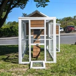 Poulailler Brahma Toit Shingle 6 à 8 Poules Bois FSC -Chemin des Poulaillers Boutique poulailler brahma vue avant avec enclos