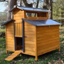 Poulailler Farmer XL Toit En Tôle Ouvrant 6 à 10 Poules Bois FSC -Chemin des Poulaillers Boutique poulailler farmer xl toit tole profil avant