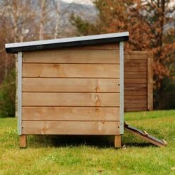 Poulailler Houdan XL Toit Shingle Noir 6 Poules Epicéa FSC -Chemin des Poulaillers Boutique poulailler houdan bois fsc cote gauche 1