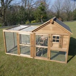 Poulailler Plymouth Toit Shingle Ouvrant 4 à 6 Poules Bois FSC Avec Extension Parc Grillagé