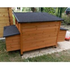 Poulailler Sussex XL Toit Shingle Noir Ouvrant 6 à 10 Poules Bois FSC -Chemin des Poulaillers Boutique poulailler sussex xl deux pondoirs vue arriere