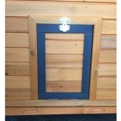 Poulailler Sussex XL Toit Shingle Noir Ouvrant 6 à 10 Poules Bois FSC -Chemin des Poulaillers Boutique poulailler sussex detail porte