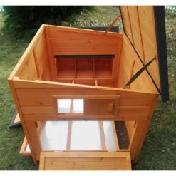 Poulailler Sussex XL Toit Shingle Noir Ouvrant 6 à 10 Poules Bois FSC -Chemin des Poulaillers Boutique poulailler sussex profil cote tout ouvert