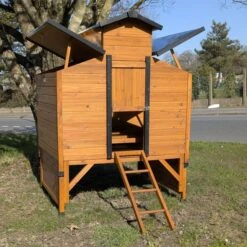 Poulailler Farmer XL Toit Tôle Ouvrant 6 à 10 Poules Bois FSC Avec Rehausse -Chemin des Poulaillers Boutique poulialler farmer avec rehausse ouvert 1