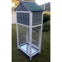 Volière Oiseaux En Bois Avec Toit Shingle Inséparable Bleue Et Blanche -Chemin des Poulaillers Boutique voliere inseparable 4