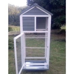 Volière Oiseaux En Bois Avec Toit Shingle Inséparable Bleue Et Blanche -Chemin des Poulaillers Boutique voliere inseparable 6